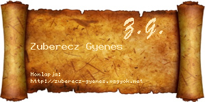 Zuberecz Gyenes névjegykártya